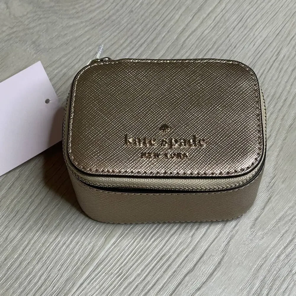 Kate Spade Staci Travel jewelry holder small Box Glittering Rose Metallic